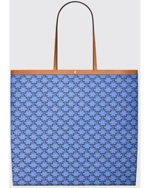 Celine Bolso Tote De Tejido Triomphe Con Logo - Azul