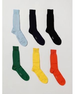 Paul Smith Set Of 6 Pairs Of Organic Cotton Blend Socks With Printed Logo - Multicolour