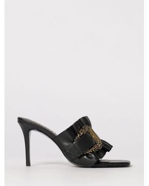 Versace Jeans Couture Ruched Faux Leather Mules - Black