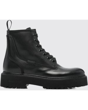 Woolrich Combat-Boots Aus Glattem Kalbsleder Mit Profilsohle Und Seitenreißverschluss - Schwarz