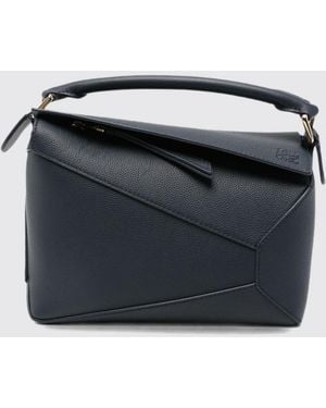 Loewe Kleine Puzzle Edge Tasche Aus Genarbtem Kalbsleder Mit Anagramm - Blau