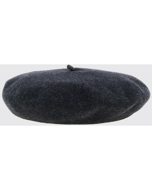 Brunello Cucinelli Wool Felt Beret With Monili Embellishment - Blue