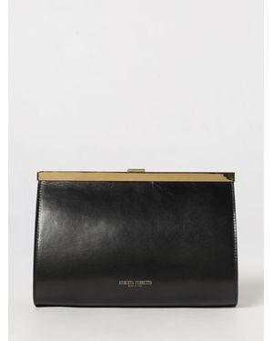 Alberta Ferretti Clutch Aus Glattleder Mit Abnehmbarem Kettenriemen - Schwarz
