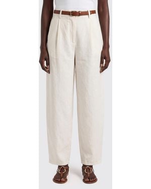 Alysi Barrel Fit Silk Pants - Natural