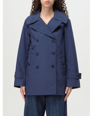 Save The Duck Double-Breasted Technical Fabric Trench Coat - Blue