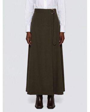 Burberry Midi-Wickelrock Aus Reiner Wolle Mit Hoher Taille Und Seitenschnalle - Grün