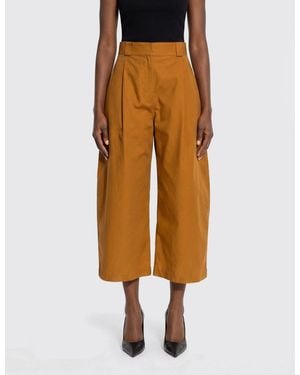 Balenciaga High-Waisted Wide-Leg Cropped Cotton Pants - Orange