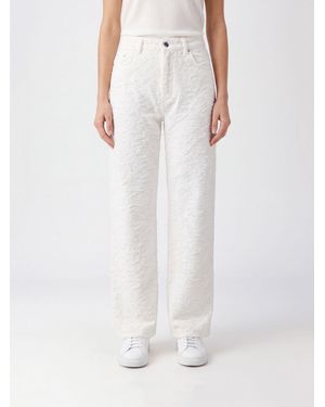 Haikure Vaqueros Clyde De De Pernera Ancha Y Talle Alto En Denim De Algodón - Blanco