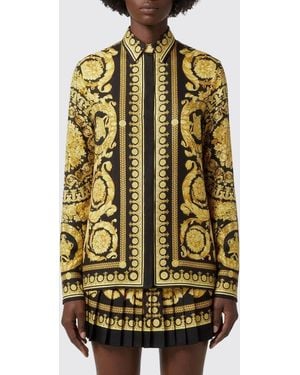 Versace Silk Shirt With Baroque Print - Black