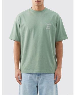 Drole de Monsieur Cotton Casual T-Shirt With Slogan - Green