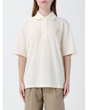 Ami Paris Polo De Algodón Con Logo - Blanco