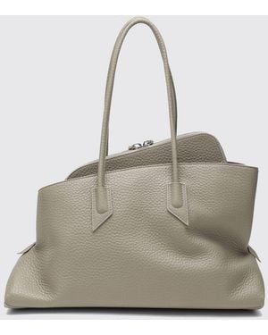 The Attico La Passeggiata Asymmetrical Grained Leather Shoulder Bag - Natural