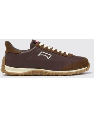 Camper Drift Walk Leather And Suede Trainers With Embroidered Logo - Brown