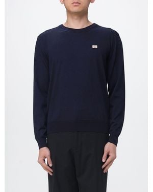 Valentino Wool Crew Neck Jumper With Logo - Blue
