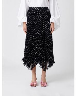 Valentino Polka Dot Silk Midi Skirt - Black