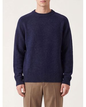 Les Deux Pullover Aus Woll-Viskose-Mischung Mit Rundhalsausschnitt Und Rippbündchen - Blau