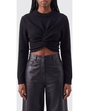 Balenciaga Draped Asymmetrical Wool Crewneck Sweater - Blue
