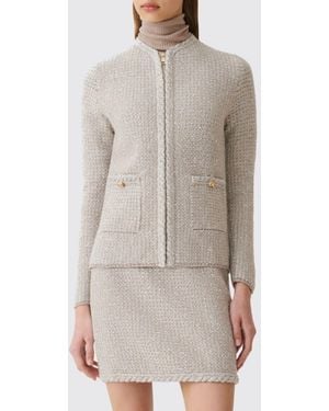 Fabiana Filippi Slim Fit Wool And Cashmere Blend Cardigan With Zip - Natural