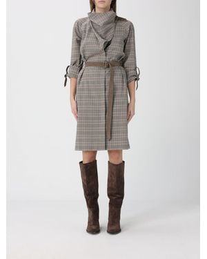 Burberry Wool Blend Shirt Dress - Natural