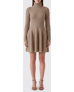 Magda Butrym Ribbed 100% Cashmere Polo Neck Mini Dress - Natural