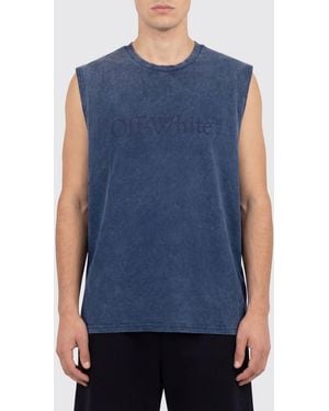 Off-White c/o Virgil Abloh Cotton Tank Top With Logo - Blue