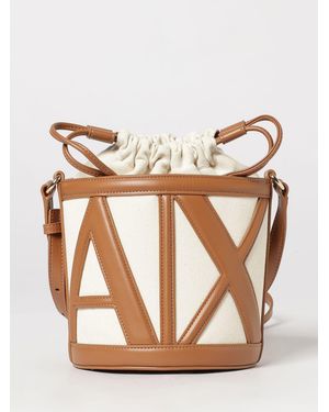 ARMANI EXCHANGE Canvas And Faux Leather Bucket Bag - Natural