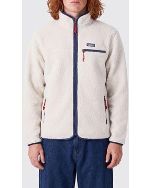 Patagonia Ms Retro Fleece Jacket With High Collar And Embroidered Logo - Blue