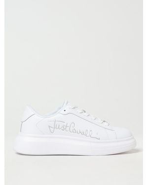 Just Cavalli Platform Trainers Signature Logo - White