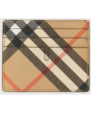 Burberry Vintage Check Coated Cotton Flat Card Holder - Natural