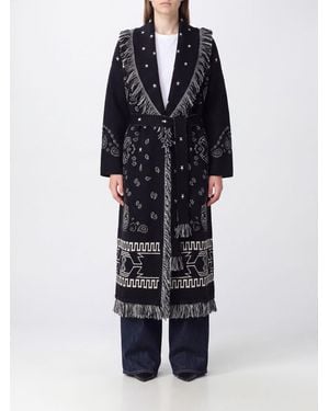 Alanui Langer Jacquard-Cardigan Aus Schurwolle Im Robenstil Mit Fransen - Blau