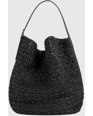 TOTEME Crochet Raffia Bag - Black