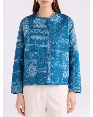 Momoní MomonÌ Gelsomino Printed Viscose Twill Coat - Blue