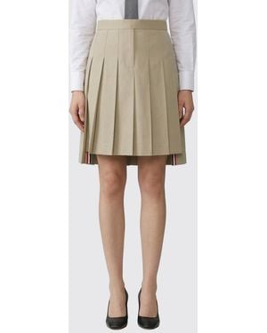 Thom Browne Cotton Pleated Skirt - Natural