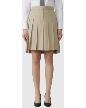 Thom Browne Cotton Pleated Skirt - Natural