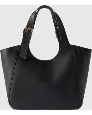 Furla Dora Cowhide Leather Shoulder Bag With Double Handle And Hook Closure - Black