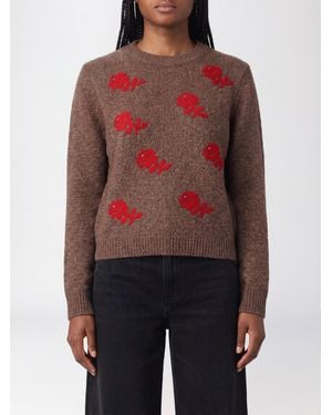 Essentiel Antwerp Jersey De Cuello Redondo De Lana Con Bordado De Cuentas - Rojo