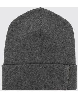 Brunello Cucinelli Beanie Aus Reinem Kaschmir Von Mit Umschlag Und Monili-Verzierung - Grau