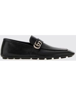 Gucci Driver-Loafer Aus Glattleder Mit Gg-Monogramm - Weiß