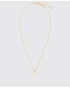 Ferragamo Collar Gargantilla Gancini De En Latón Con Cristales Engastados - Blanco