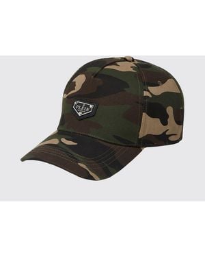 Philipp Plein Camouflage Print Cotton Baseball Cap With Contrast Logo - Black