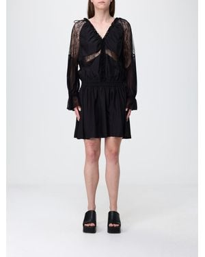 Pinko Mini Chiffon Dress With Lace Inserts - Black