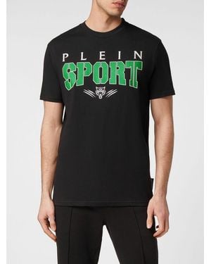 Philipp Plein Slim Fit Cotton T-Shirt With Contrast Printed Logo - Black