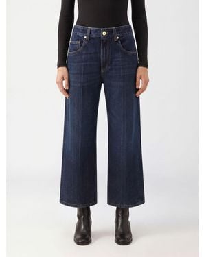 Brunello Cucinelli High-Waisted Cropped Cotton Denim Jeans With Monili - Blue