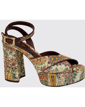 Etro Paisley-Print Baumwollsandalen - Mettallic
