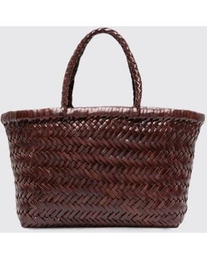 Dragon Diffusion Gora Woven Leather Handbag With Double Handle - Purple