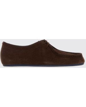 Jil Sander Suede Calfskin Derby Shoes With Rubber Sole - Brown
