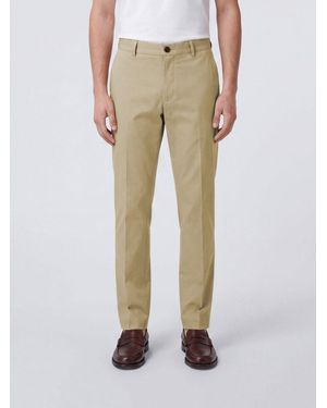 Burberry Slim Fit Cotton Chino Trousers With Slant Pockets - Natural
