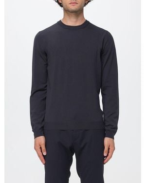 Zanone Pullover Mit Rundhalsausschnitt Aus Wollmischung Mit Langen Ärmeln Und Rippbündchen - Blau