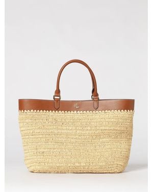 Ralph Lauren Raffia And Leather Kyla Bag - Natural