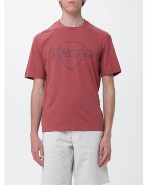 Blauer Cotton T-Shirt With Logo - Red